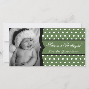 Carte de Noël 4x8 Olive White Polka Frame