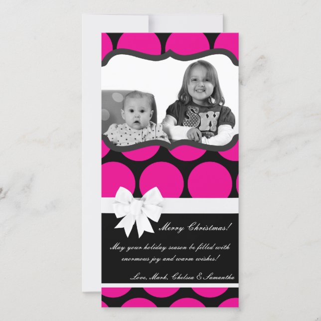 Carte de Noël 4x8 Pink Hot Palka Dot (Devant)