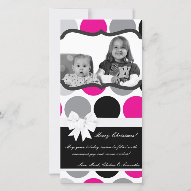 Carte de Noël 4x8 Pink Hot Palka Dot (Devant)