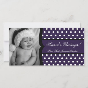 Carte de Noël 4x8 Polka blanc violet