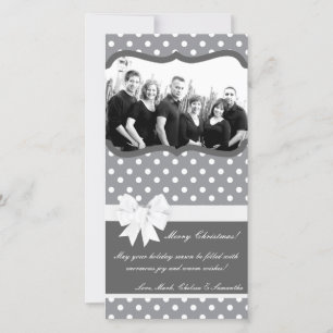 Carte de Noël 4x8 rose chaud noir Polka point phot