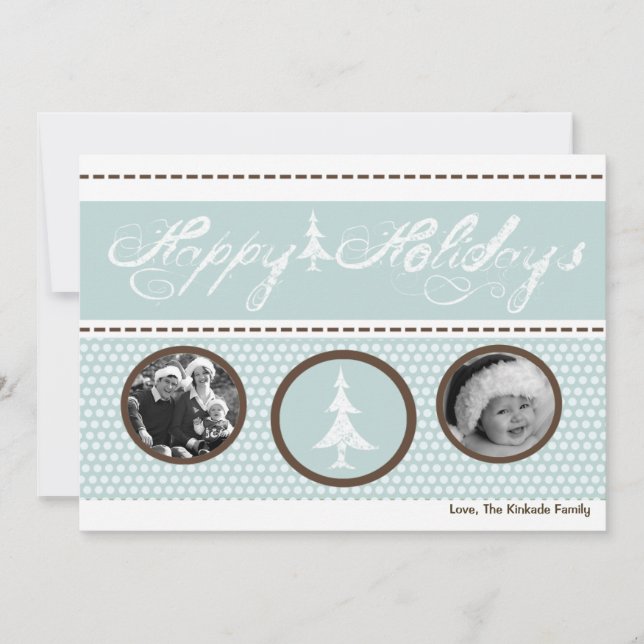Carte de Noël 5x7 bleu blanc Polka Dot (Devant)