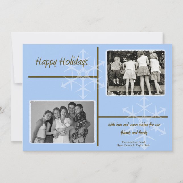 Carte de Noël 5x7 Blue & Brown Snowflake (Devant)