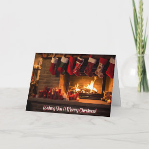 Carte de Noël 5x7 - Cheminée confortable et bas
