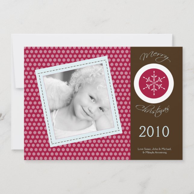Carte de Noël 5x7 Red Brown Polka point PHOTO (Devant)