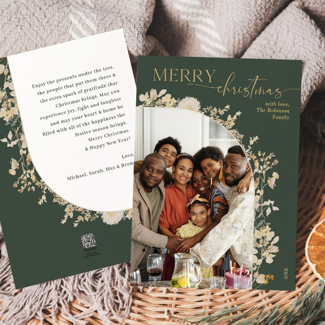 Carte de Noël à Arc Floral Chic Or (Créateur téléchargé)