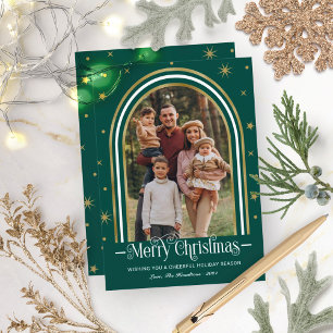 Carte de Noël à cadre arqué Photo de famille