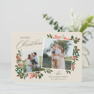 Carte de Noël à cadre botanique