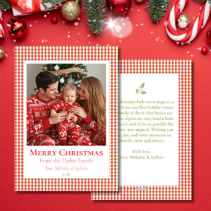 Carte de Noël à carreaux cosy – Photo personnalisé