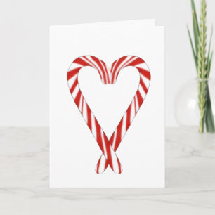 Carte de Noël à cœur de canne à sucre poudrée 