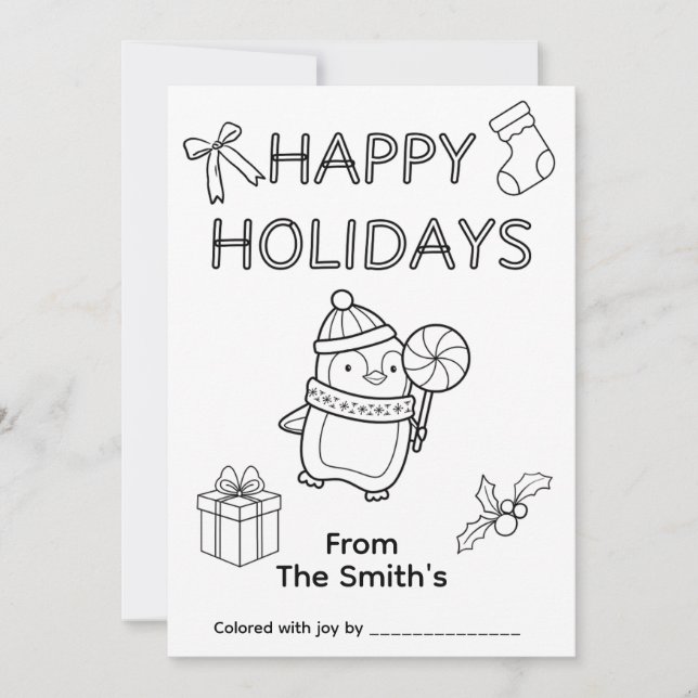 Carte de Noël à colorier (Devant)