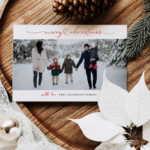 Carte de Noël à grille de photo et écriture cœur m