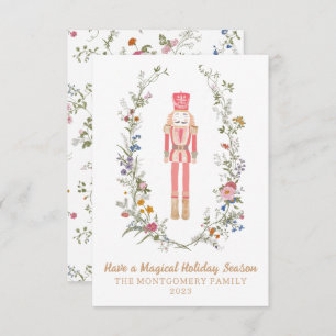 Carte de Noël à la fleur de ballet rose