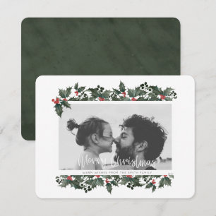 Carte de Noël à la frontière Holly