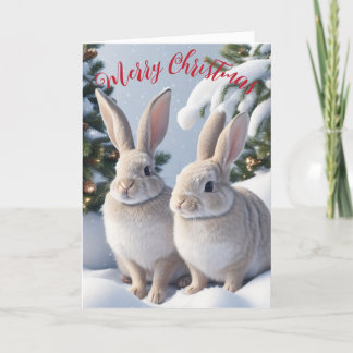 Carte de Noël à lapin mignon