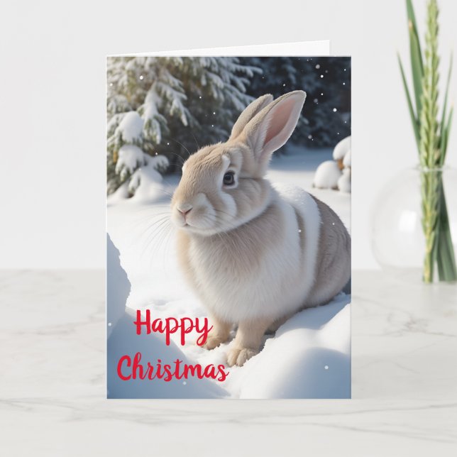 Carte de Noël à lapin mignon (Devant)