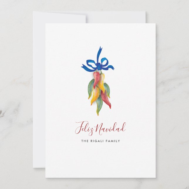 Carte de Noël à l'aquarelle Feliz Navidad (Devant)