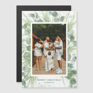 Carte de Noël à l'aquarelle magnétique Eucalyptus 