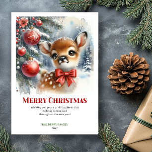 Carte de Noël à l'aquarelle Scène élégante de bébé