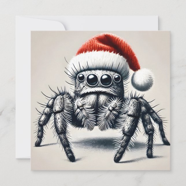 Carte de Noël à l'araignée de saut mignonne (Devant)