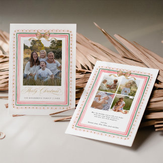 Carte de Noël à l'arc capricieux avec photo