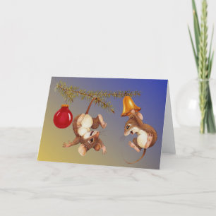 Carte de Noël à l'envers de souris (blanc)