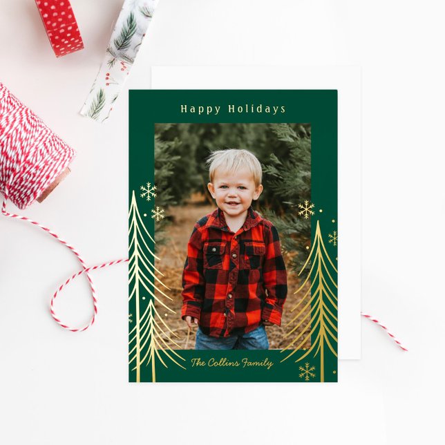 Carte de Noël à motif hiver avec feuille métalliqu (Créateur téléchargé)