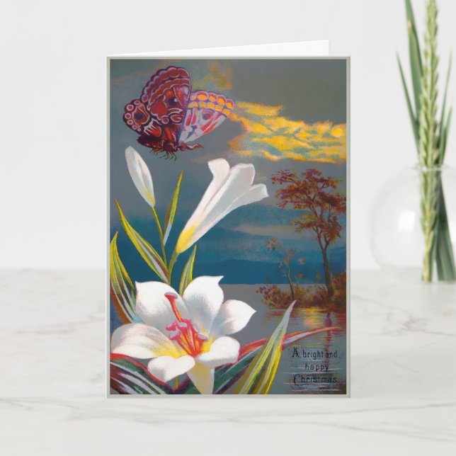 Carte de Noël à papillon victorien (Devant)