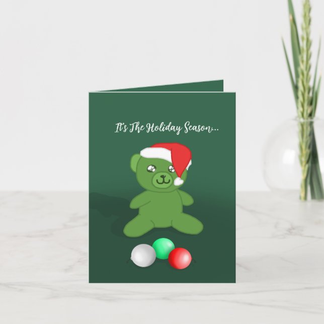 Carte de Noël à thème mignonne Teddy (Devant)