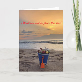 Carte de Noël à thème Plage pliée avec Starfish