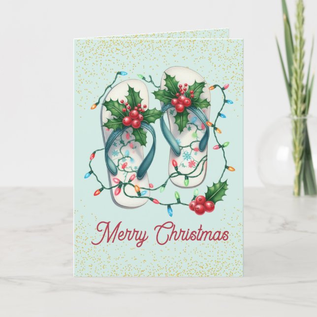 Carte de Noël à tongs tropicaux (Devant)