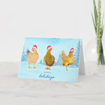 Carte de Noël à trois poulets