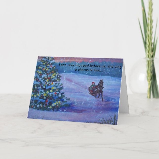Carte de Noël à un cheval couché (Devant)
