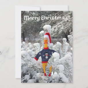 Carte de Noël adorable poulet d'hiver !