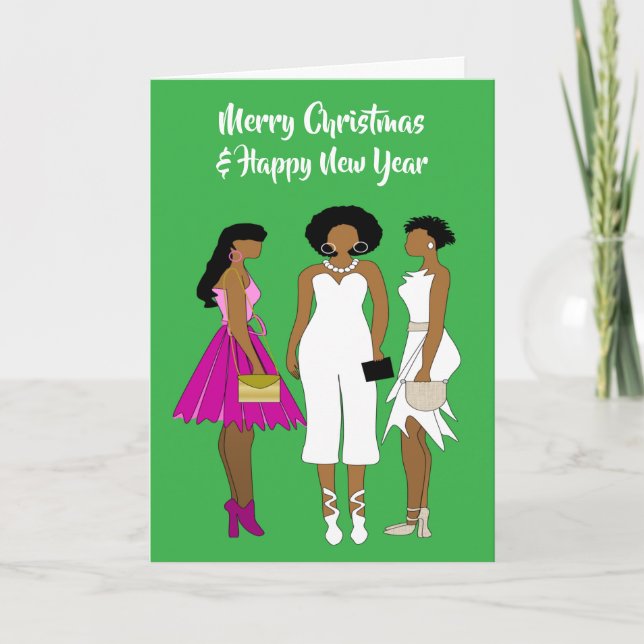 Carte de Noël afro-américaine festive (Devant)
