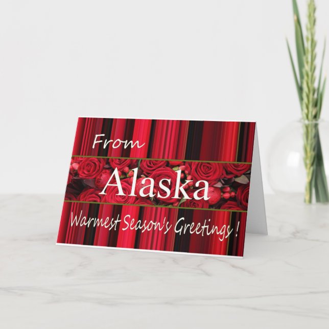 Carte de Noël Alaska avec roses (Devant)
