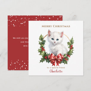 Carte de Noël Amoureux des chats de Noël mignonne
