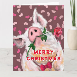 Carte de Noël amusante avec un cochon