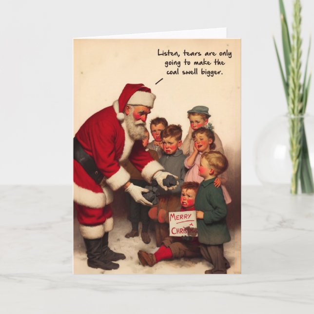 Carte de Noël amusante - Charbon de Père Noël (Devant)
