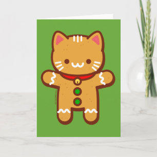 Carte de Noël amusante - Chat en pain d'épices