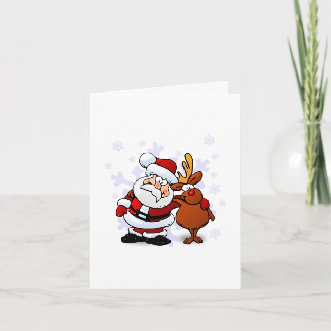 Carte de Noël amusante Père Noël & Rudolph (Devant)