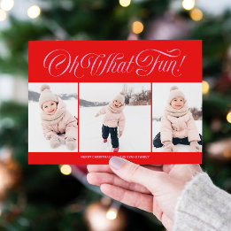 Carte de Noël amusante rouge et rose avec trois ph