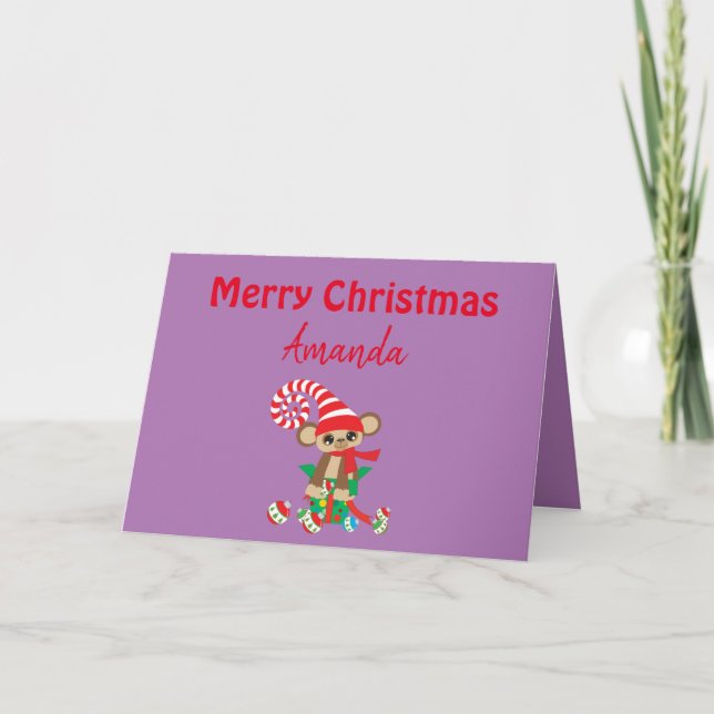 Carte de Noël amusante Safari Monkey (Devant)