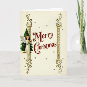 Carte de Noël Ange Vintage Merry Christmas