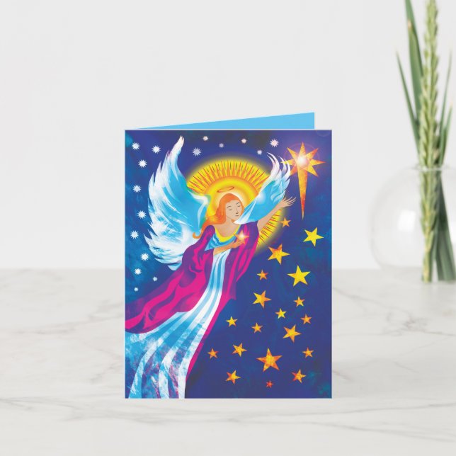 Carte de Noël : Angel dans les étoiles (Devant)