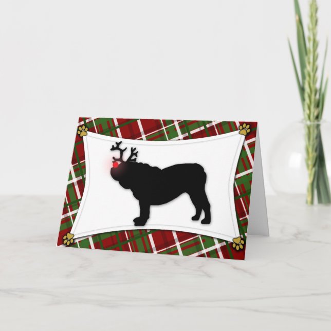 Carte de Noël anglaise Bulldog Reindeer (Devant)