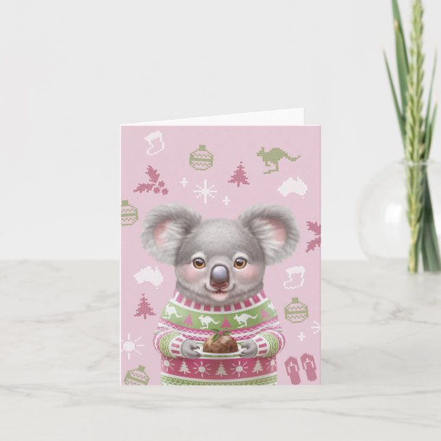 Carte de Noël animal australien mignonne - Koala (Devant)