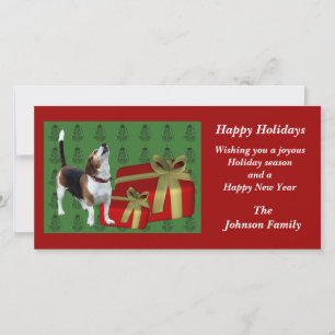 Carte de Noël animal Beagle Howling