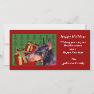 Carte de Noël animal Doberman Pinscher