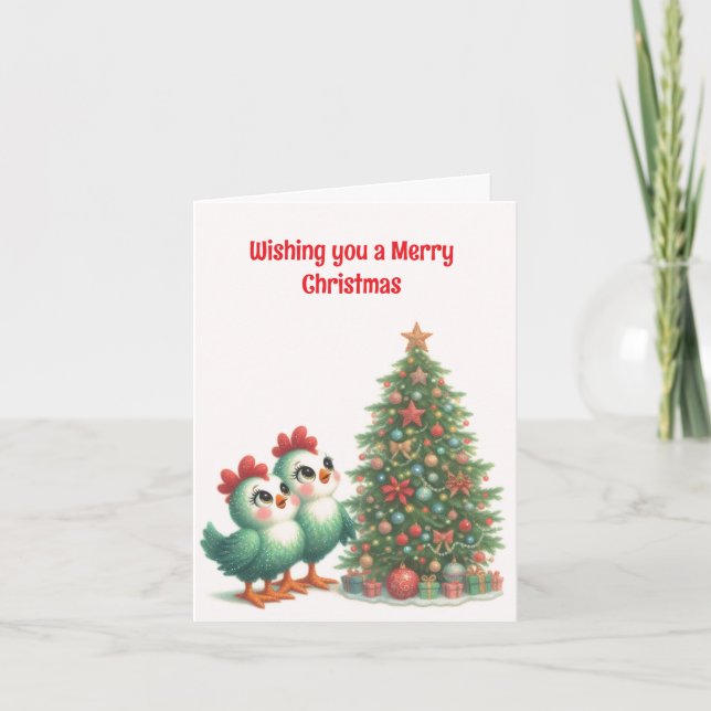 Carte de Noël Animée aux poulets (Devant)